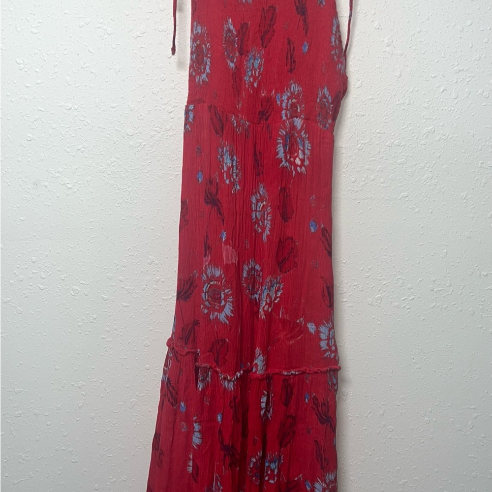 Free People Intimately Garden Party‎ Red Ruffled Maxi Sundress